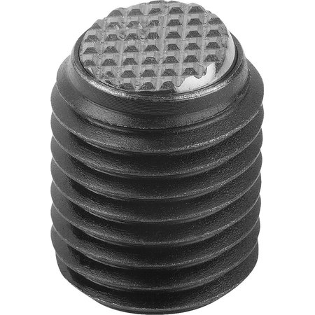 KIPP Ball-End Thrust Screw Wo Head, W Rotat. Lock, Form:Fv Ball Flat., Diam. Grip, Non-rotat., M24, L=35, Carbon K0383.62435